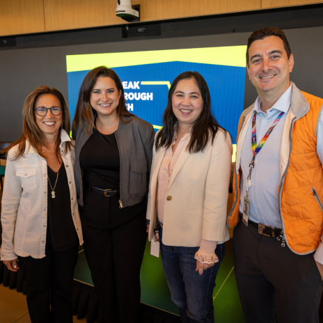 Judy Spitz, Allie K Miller, Teresa Tung, and Lee Barett pose for a photo at Accenture HQ.